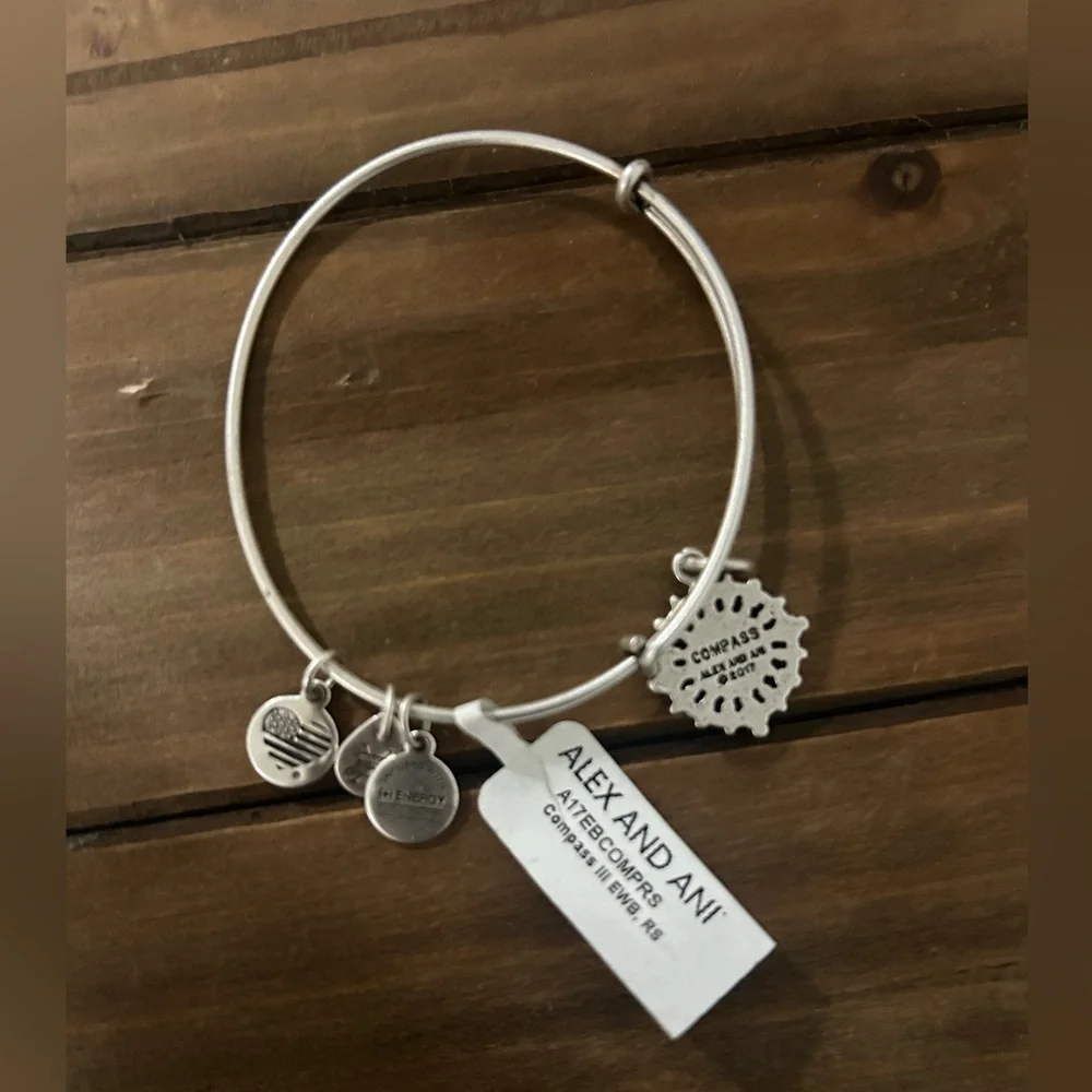 Alex and Ani Compass Silver Charm Bangle Bracelet